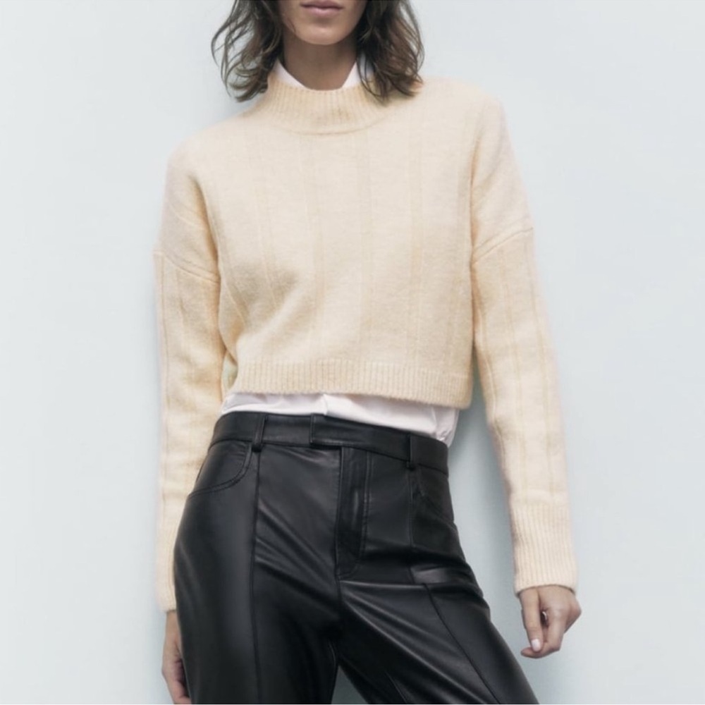 Zara Beige Ribbed Knit Top - Picture 6 of 7